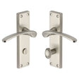 Heritage Brass Door Furniture Satin Nickel / Bathroom Lock Handles Heritage Brass - Door Handle for Bathroom Sophia Design Satin Nickel Finish