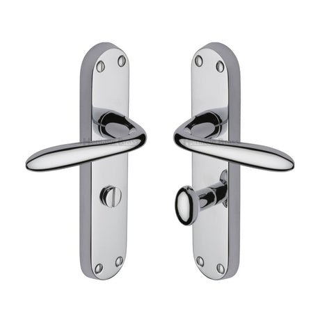 Heritage Brass Door Furniture Polished Chrome / Bathroom Lock Handles Heritage Brass - Door Handle for Bathroom Sutton Design Polished Chrome Finish