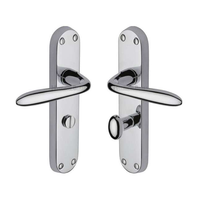 Heritage Brass Door Furniture Polished Chrome / Bathroom Lock Handles Heritage Brass - Door Handle for Bathroom Sutton Design Polished Chrome Finish