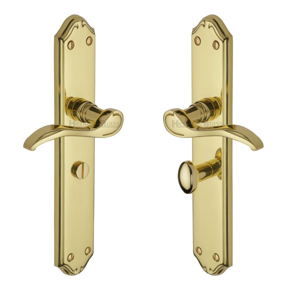 Heritage Brass Door Furniture Polished Brass / Bathroom Lock Handles Heritage Brass - Door Handle for Bathroom Verona Design Polished Brass Finish