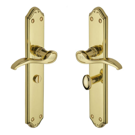 Heritage Brass Door Furniture Polished Brass / Bathroom Lock Handles Heritage Brass - Door Handle for Bathroom Verona Design Polished Brass Finish