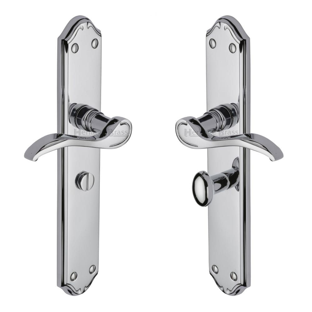 Heritage Brass Door Furniture Polished Chrome / Bathroom Lock Handles Heritage Brass - Door Handle for Bathroom Verona Design Polished Chrome Finish