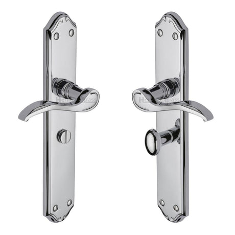 Heritage Brass Door Furniture Polished Chrome / Bathroom Lock Handles Heritage Brass - Door Handle for Bathroom Verona Design Polished Chrome Finish