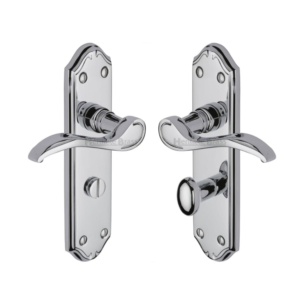 Heritage Brass Door Furniture Polished Chrome / Bathroom Lock Handles Heritage Brass - Door Handle for Bathroom Verona Small Design Polished Chrome Finish