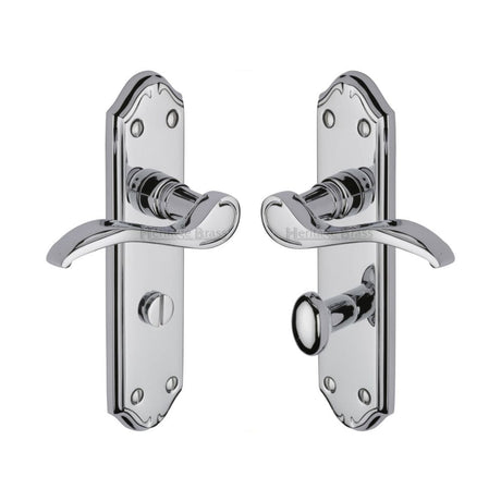 Heritage Brass Door Furniture Polished Chrome / Bathroom Lock Handles Heritage Brass - Door Handle for Bathroom Verona Small Design Polished Chrome Finish