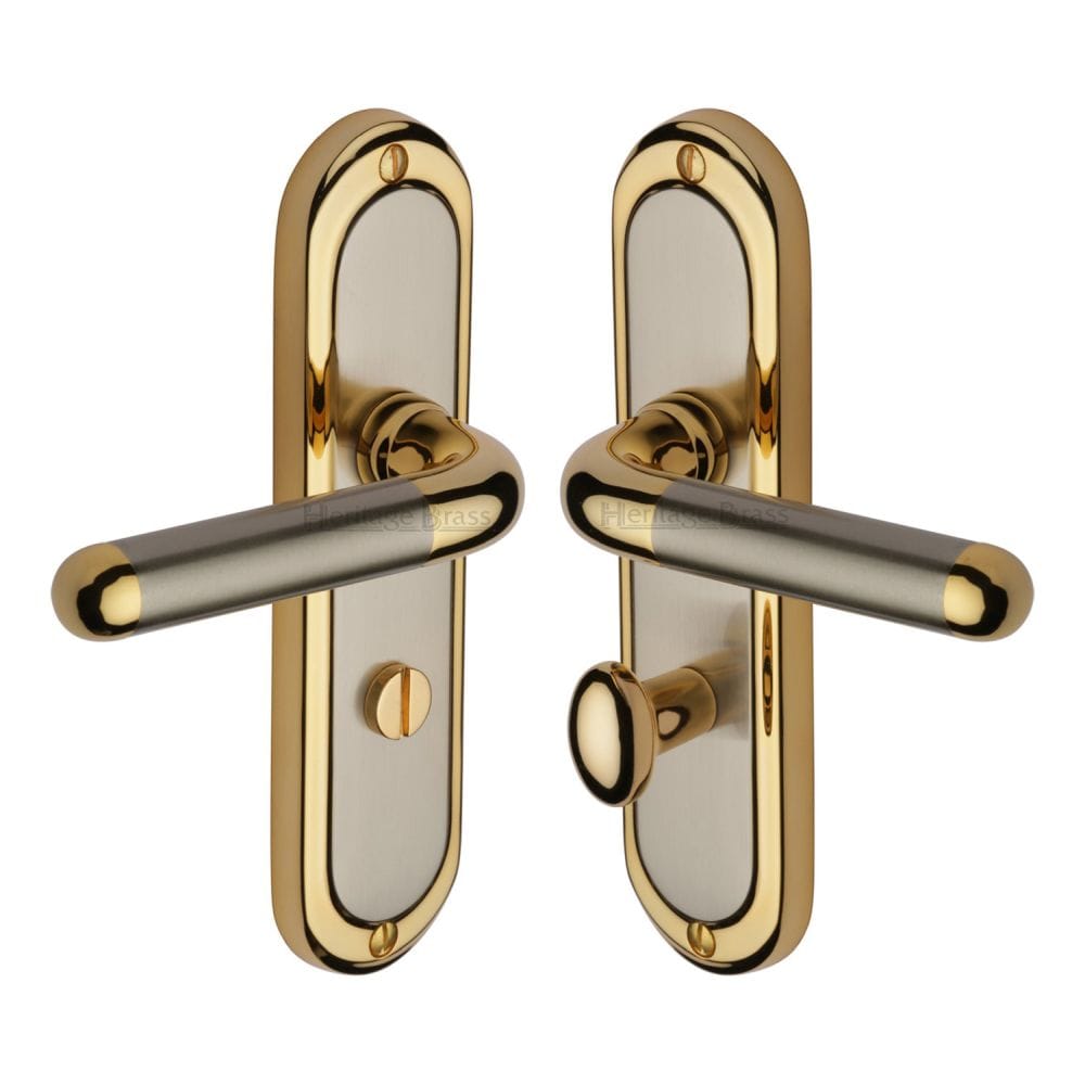 Heritage Brass Door Furniture Jupiter Split Finish / Bathroom Lock Handles Heritage Brass - Door Handle for Bathroom Vienna Design Jupiter Finish