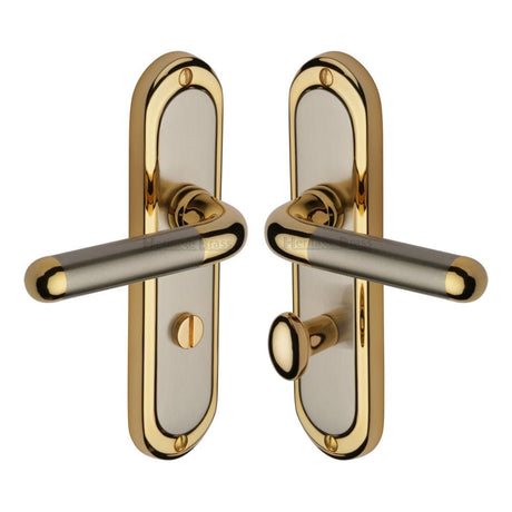 Heritage Brass Door Furniture Jupiter Split Finish / Bathroom Lock Handles Heritage Brass - Door Handle for Bathroom Vienna Design Jupiter Finish