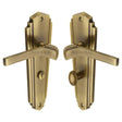Heritage Brass Door Furniture Antique Brass / Bathroom Lock Handles Heritage Brass - Door Handle for Bathroom Waldorf Design Antique Brass Finish
