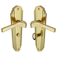 Heritage Brass Door Furniture Polished Brass / Bathroom Lock Handles Heritage Brass - Door Handle for Bathroom Waldorf Design Polished Brass Finish