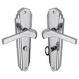 Heritage Brass Door Furniture Polished Chrome / Bathroom Lock Handles Heritage Brass - Door Handle for Bathroom Waldorf Design Polished Chrome Finish