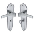 Heritage Brass Door Furniture Satin Chrome / Bathroom Lock Handles Heritage Brass - Door Handle for Bathroom Waldorf Design Satin Chrome Finish