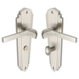 Heritage Brass Door Furniture Satin Nickel / Bathroom Lock Handles Heritage Brass - Door Handle for Bathroom Waldorf Design Satin Nickel Finish