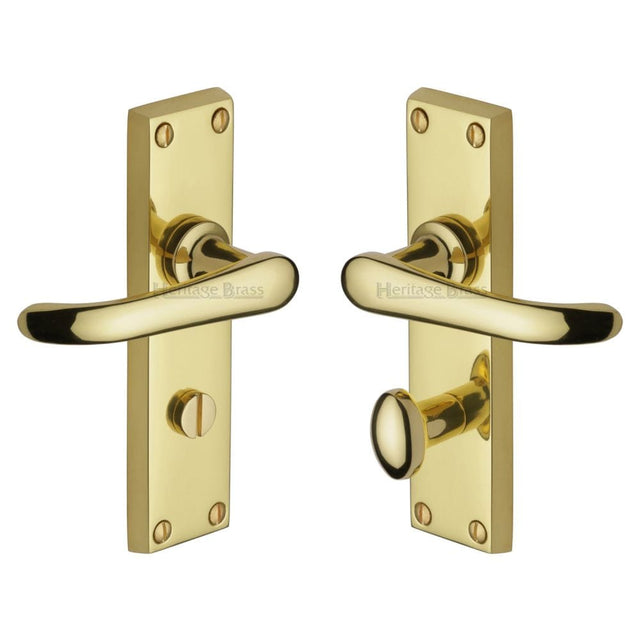 Heritage Brass Door Furniture Polished Brass / Bathroom Lock Handles Heritage Brass - Door Handle for Bathroom Windsor Design Polished Brass Finish