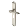 Heritage Brass Door Furniture Satin Nickel / Euro Profile Lock Handles Heritage Brass - Door Handle for Euro Profile Plate Algarve Long Design Satin Nic
