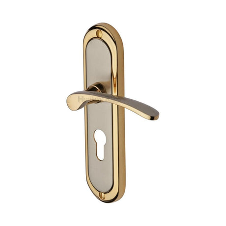 Heritage Brass Door Furniture Jupiter Split Finish / Euro Profile Lock Handles Heritage Brass - Door Handle for Euro Profile Plate Ambassador Design Jupiter Fi