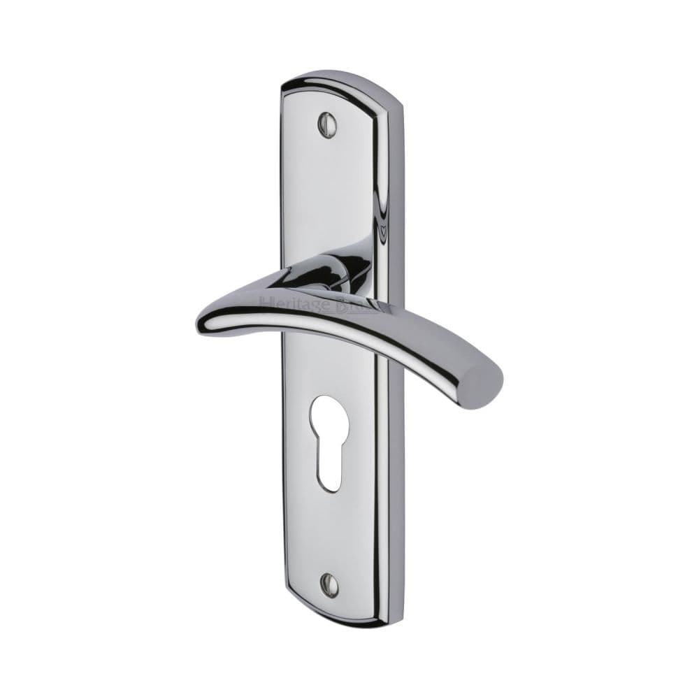 Heritage Brass Door Furniture Polished Chrome / Euro Profile Lock Handles Heritage Brass - Door Handle for Euro Profile Plate Centaur Design Polished Chrome F