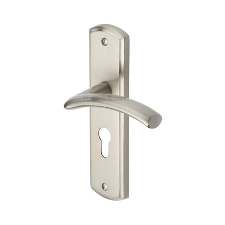 Heritage Brass Door Furniture Satin Nickel / Euro Profile Lock Handles Heritage Brass - Door Handle for Euro Profile Plate Centaur Design Satin Nickel F