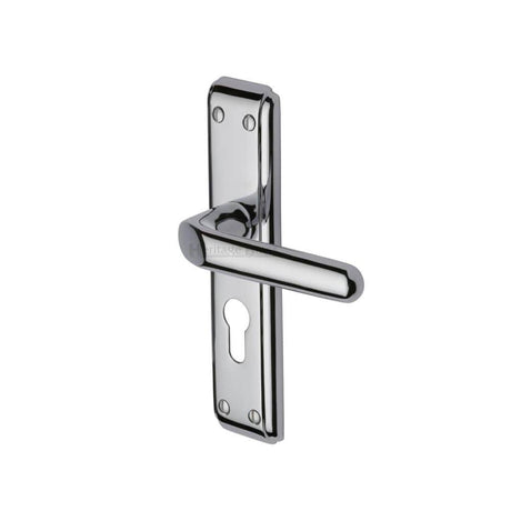 Heritage Brass Door Furniture Polished Chrome / Euro Profile Lock Handles Heritage Brass - Door Handle for Euro Profile Plate Deco Design Polished Chrome Fini