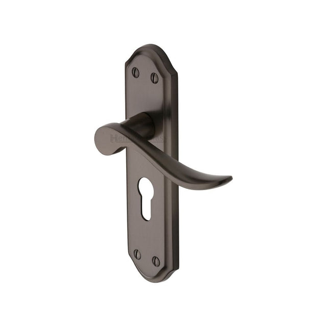 Heritage Brass Door Furniture Matt Bronze / Euro Profile Lock Handles Heritage Brass - Door Handle for Euro Profile Plate Sandown Design Matt Bronze F