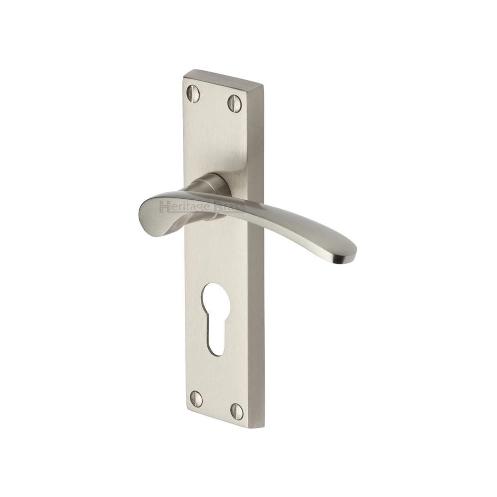 Heritage Brass Door Furniture Satin Nickel / Euro Profile Lock Handles Heritage Brass - Door Handle for Euro Profile Plate Sophia Design Satin Nickel Fi