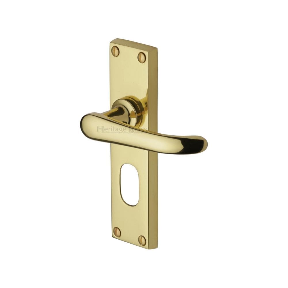 Heritage Brass Door Furniture Polished Brass / Oval Profile Lock Handles Heritage Brass - Door Handle for Oval Profile Plate Windsor Design Polished Brass Fi