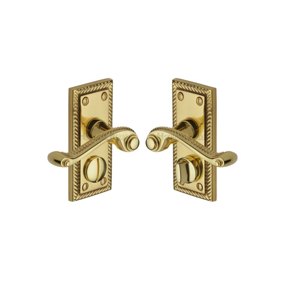 Heritage Brass Door Furniture Polished Brass / Privacy Handles Heritage Brass - Door Handle for Privacy Set Georgian Short Design Polished Brass Fi