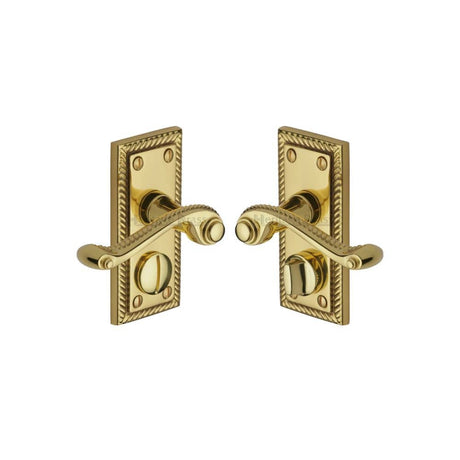 Heritage Brass Door Furniture Polished Brass / Privacy Handles Heritage Brass - Door Handle for Privacy Set Georgian Short Design Polished Brass Fi