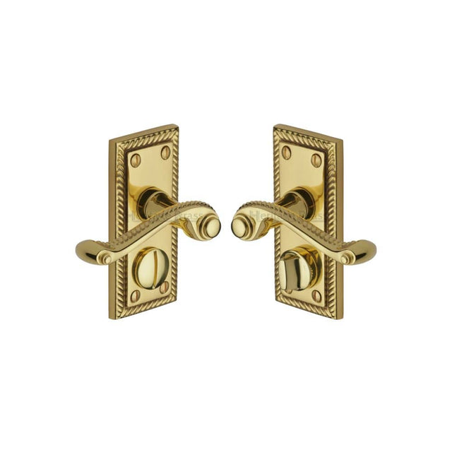 Heritage Brass Door Furniture Polished Brass / Privacy Handles Heritage Brass - Door Handle for Privacy Set Georgian Short Design Polished Brass Fi