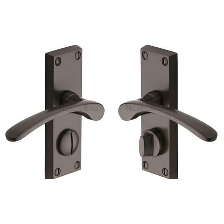 Heritage Brass Door Furniture Matt Bronze / Privacy Handles Heritage Brass - Door Handle for Privacy Set Sophia Short Design Matt Bronze Fin