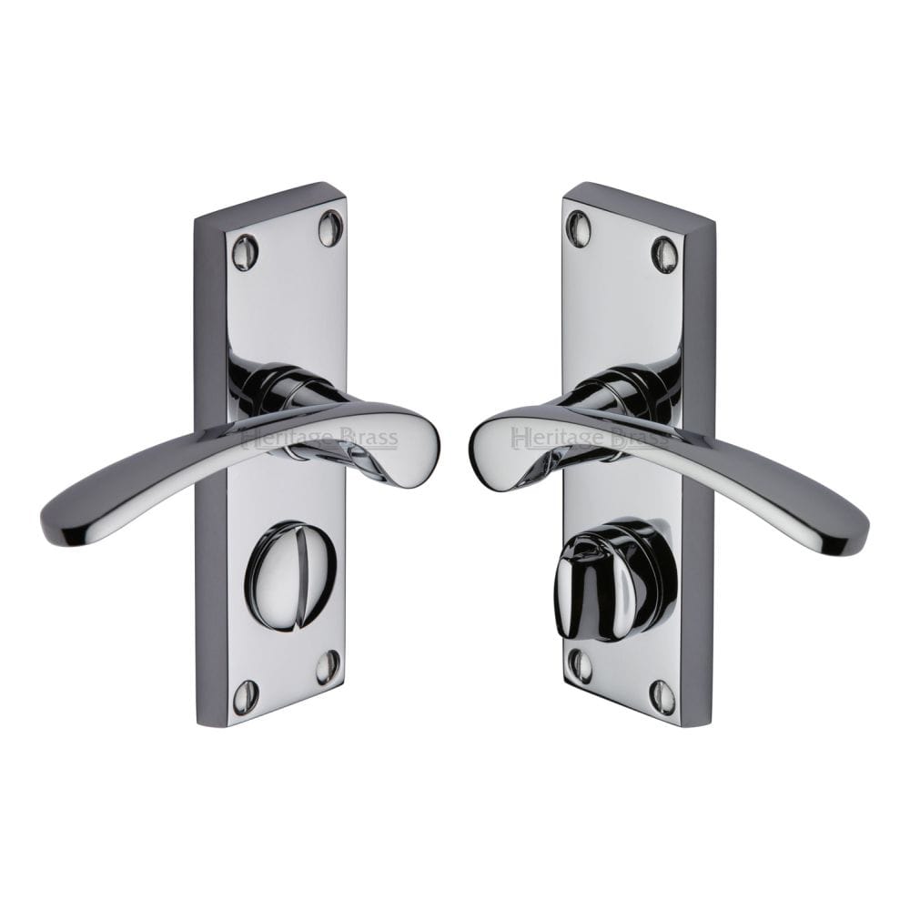 Heritage Brass Door Furniture Polished Chrome / Privacy Handles Heritage Brass - Door Handle for Privacy Set Sophia Short Design Polished Chrome Fin