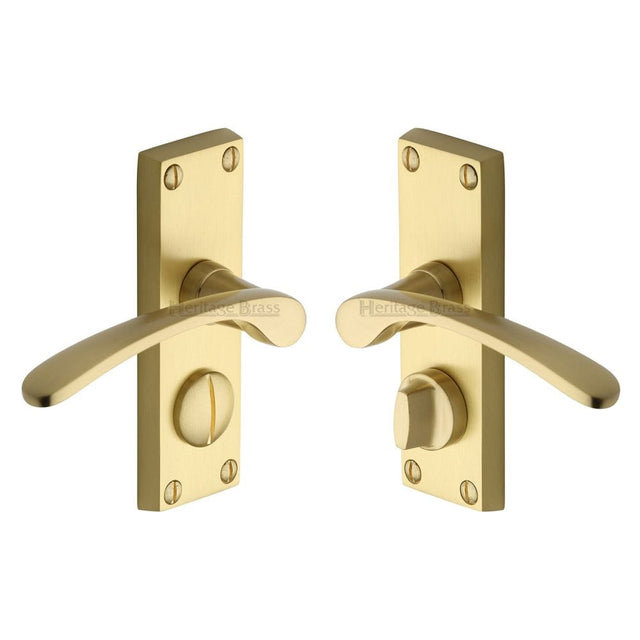 Heritage Brass Door Furniture Satin Brass / Privacy Handles Heritage Brass - Door Handle for Privacy Set Sophia Short Design Satin Brass Fini