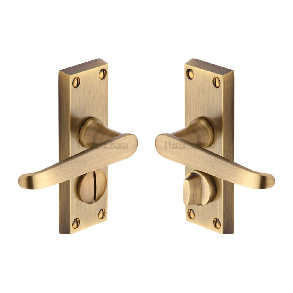 Heritage Brass Door Furniture Antique Brass / Privacy Handles Heritage Brass - Door Handle for Privacy Set Victoria Short Design Antique Brass Fi