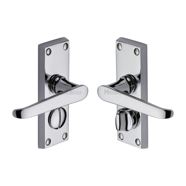 Heritage Brass Door Furniture Polished Chrome / Privacy Handles Heritage Brass - Door Handle for Privacy Set Victoria Short Design Polished Chrome F