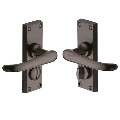 Heritage Brass Door Furniture Matt Bronze / Privacy Handles Heritage Brass - Door Handle for Privacy Set Windsor Short Design Matt Bronze Fi