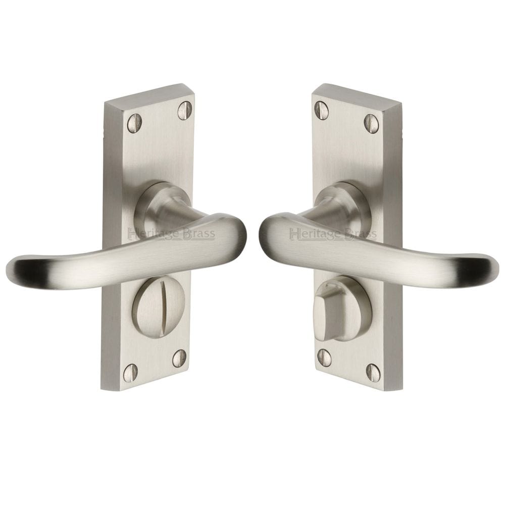 Heritage Brass Door Furniture Satin Nickel / Privacy Handles Heritage Brass - Door Handle for Privacy Set Windsor Short Design Satin Nickel Fi