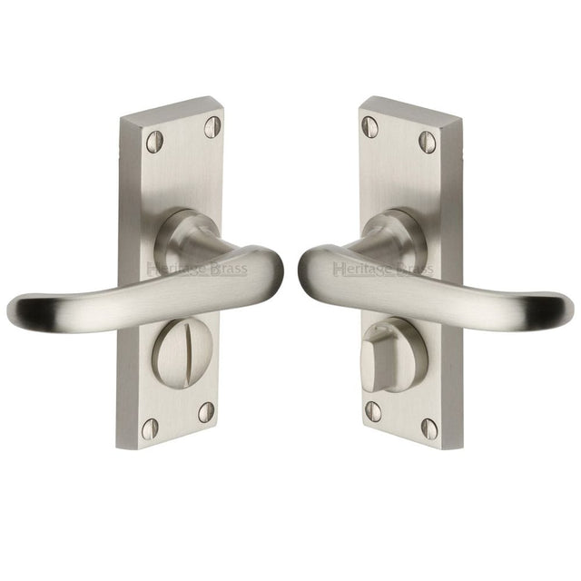 Heritage Brass Door Furniture Satin Nickel / Privacy Handles Heritage Brass - Door Handle for Privacy Set Windsor Short Design Satin Nickel Fi