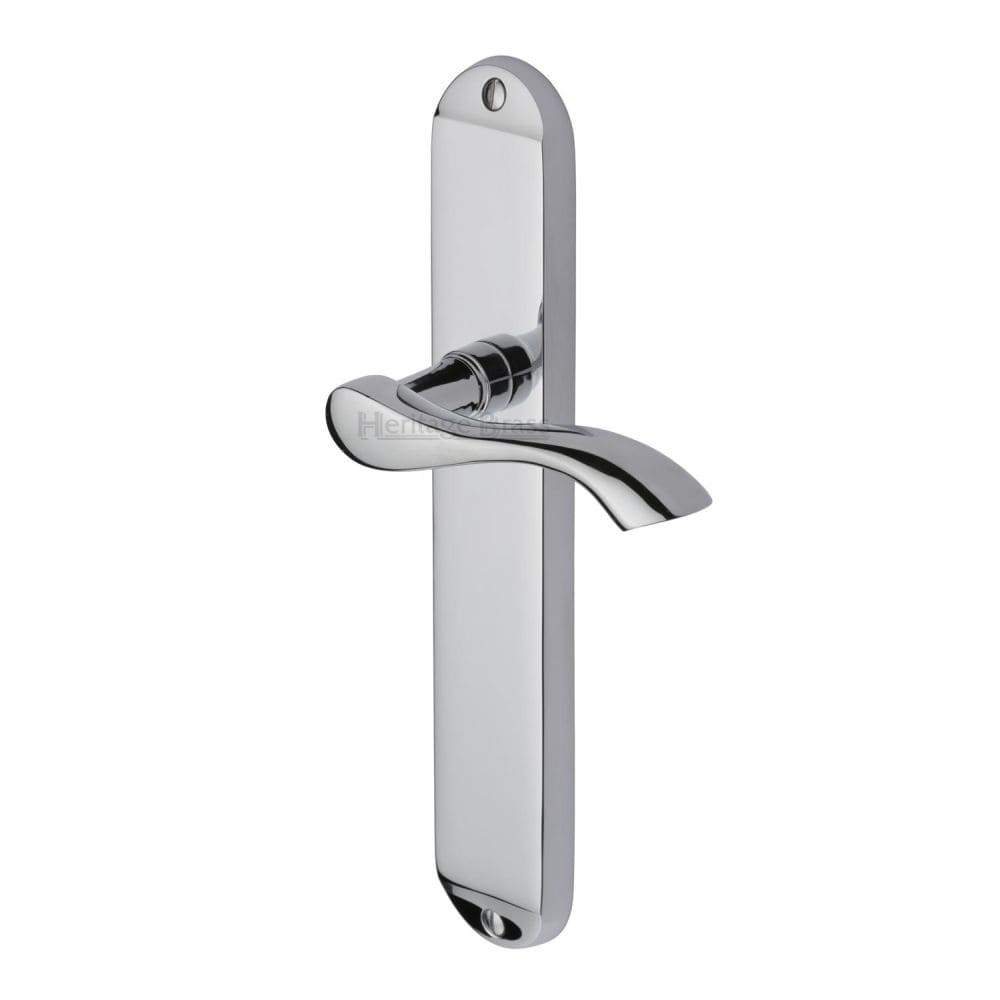 Heritage Brass Door Furniture Polished Chrome / Latch Handles Heritage Brass - Door Handle Lever Latch Algarve Long Design Polished Chrome Finish