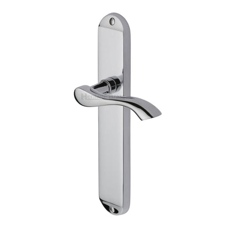 Heritage Brass Door Furniture Polished Chrome / Latch Handles Heritage Brass - Door Handle Lever Latch Algarve Long Design Polished Chrome Finish