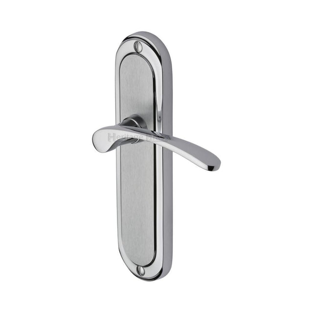 Heritage Brass Door Furniture Apollo Dual Finish,Satin Chrome/Polished Chrome / Latch Handles Heritage Brass - Door Handle Lever Latch Ambassador Design Apollo Finish