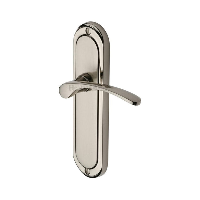 Heritage Brass Door Furniture Mercury Dual Finish,Satin Nickel and Polished Nickel / Latch Handles Heritage Brass - Door Handle Lever Latch Ambassador Design Mercury Finish