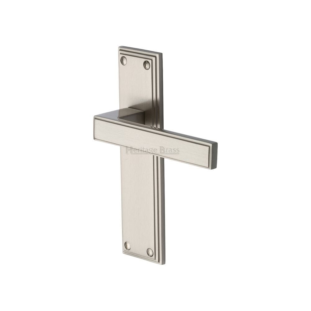 Heritage Brass Door Furniture Satin Nickel / Latch Handles Heritage Brass - Door Handle Lever Latch Atlantis Design Satin Nickel Finish