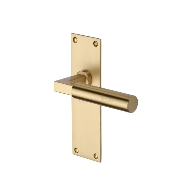 Heritage Brass Door Furniture Satin Brass / Latch Handles Heritage Brass - Door Handle Lever Latch Bauhaus Design Satin Brass Finish
