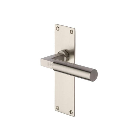 Heritage Brass Door Furniture Satin Nickel / Latch Handles Heritage Brass - Door Handle Lever Latch Bauhaus Design Satin Nickel Finish