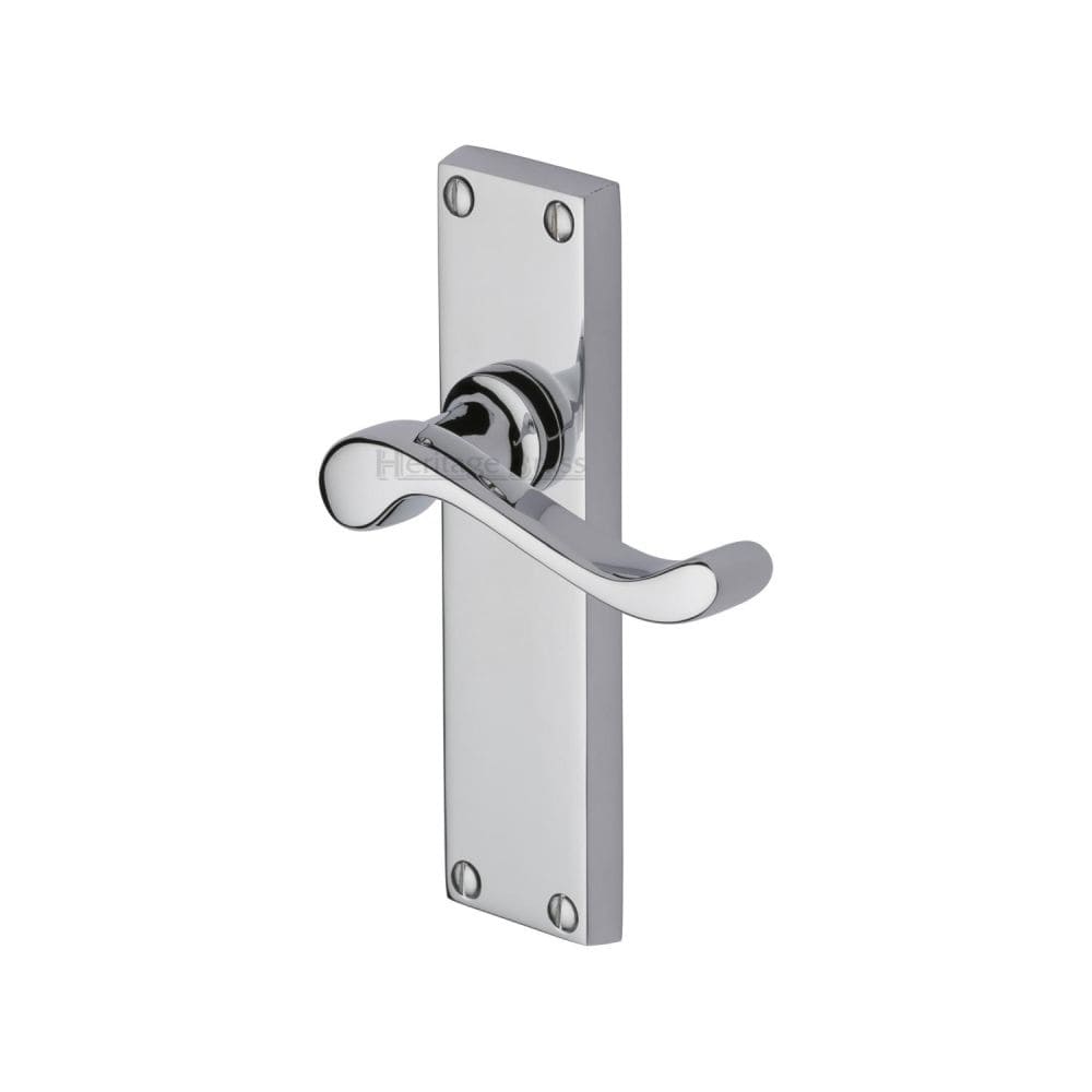 Heritage Brass Door Furniture Polished Chrome / Latch Handles Heritage Brass - Door Handle Lever Latch Bedford Design Polished Chrome Finish