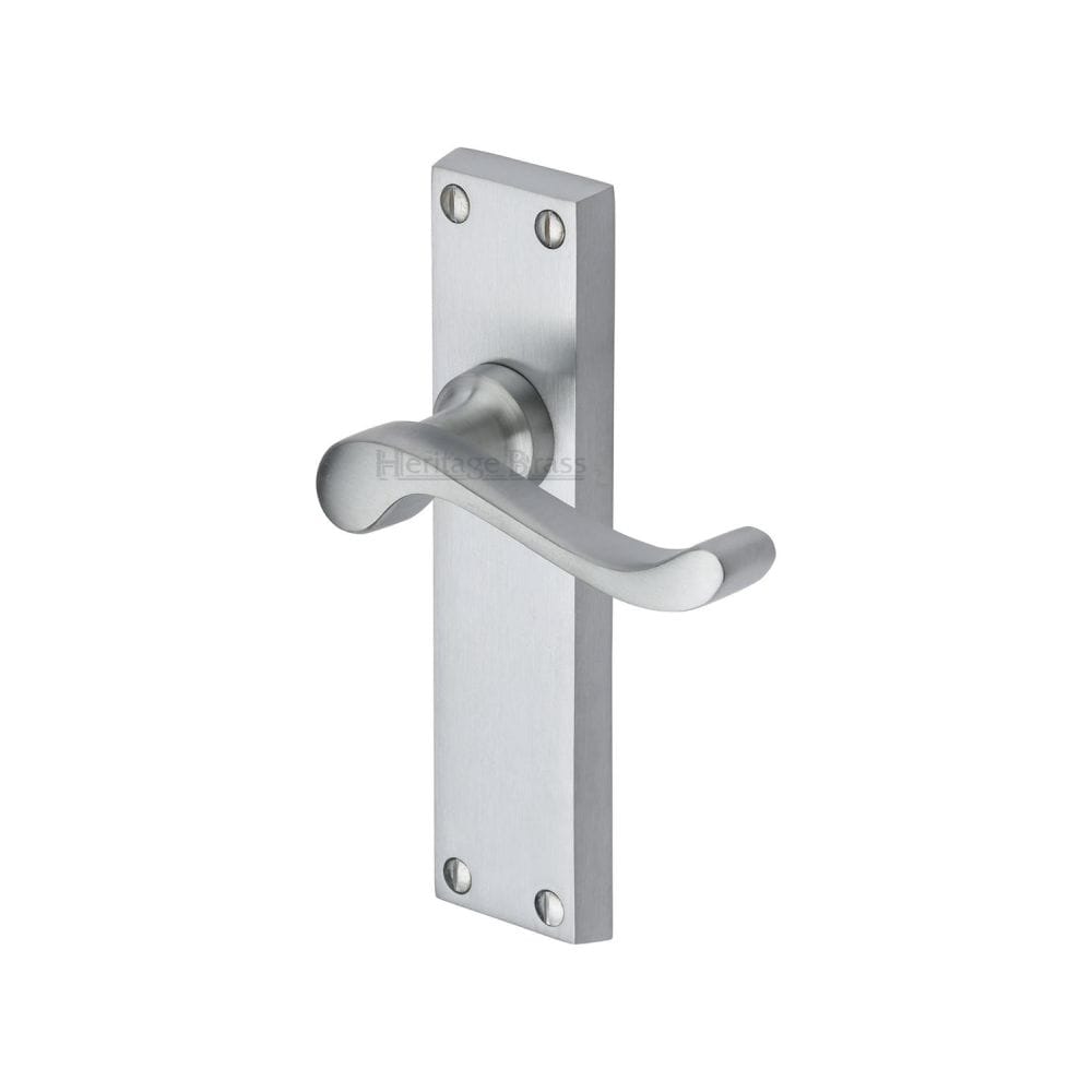 Heritage Brass Door Furniture Satin Chrome / Latch Handles Heritage Brass - Door Handle Lever Latch Bedford Design Satin Chrome Finish