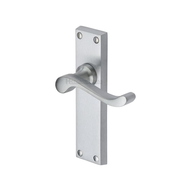 Heritage Brass Door Furniture Satin Chrome / Latch Handles Heritage Brass - Door Handle Lever Latch Bedford Design Satin Chrome Finish