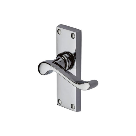Heritage Brass Door Furniture Polished Chrome / Latch Handles Heritage Brass - Door Handle Lever Latch Bedford Short Design Polished Chrome Finish
