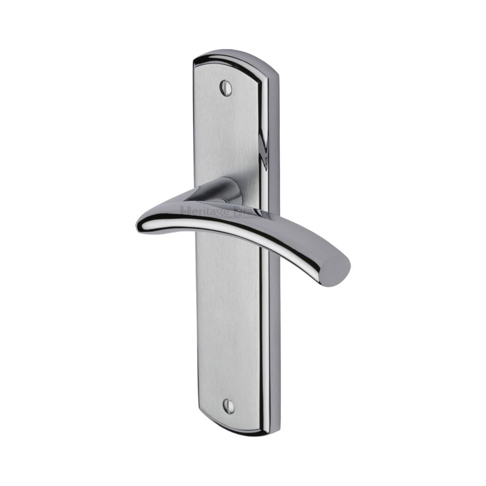 Heritage Brass Door Furniture Apollo Dual Finish,Satin Chrome/Polished Chrome / Latch Handles Heritage Brass - Door Handle Lever Latch Centaur Design Apollo Finish