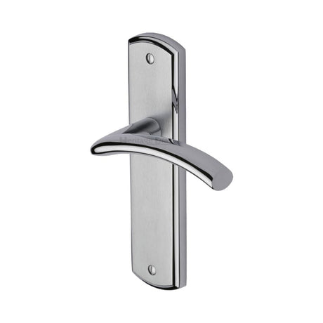 Heritage Brass Door Furniture Apollo Dual Finish,Satin Chrome/Polished Chrome / Latch Handles Heritage Brass - Door Handle Lever Latch Centaur Design Apollo Finish