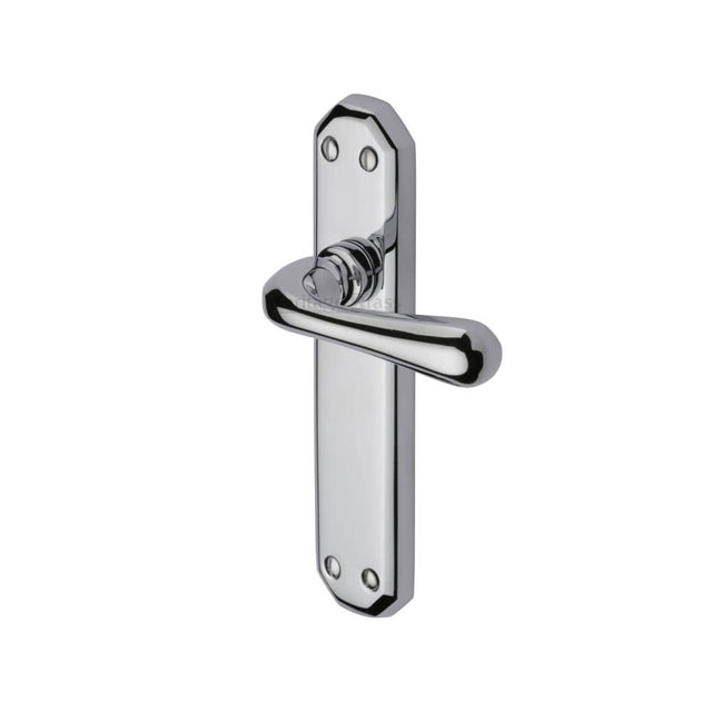 Heritage Brass Door Furniture Polished Chrome / Latch Handles Heritage Brass - Door Handle Lever Latch Charlbury Design Polished Chrome Finish